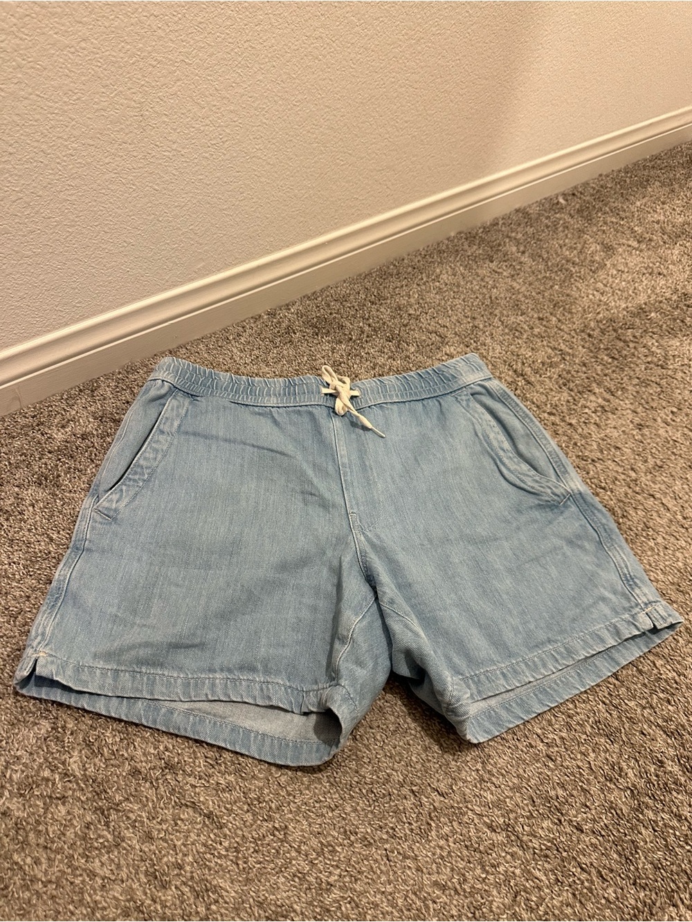 Zara Light Blue Women's Denim Drawstring Shorts